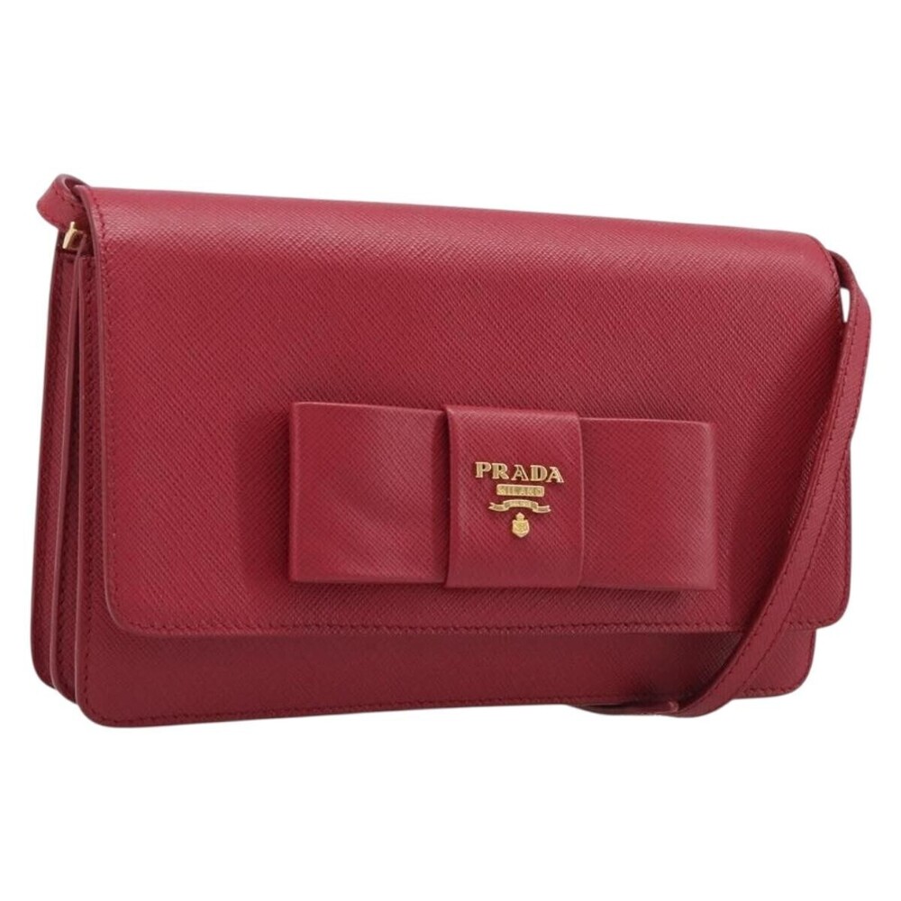 Prada Bow Wallet on Strap Saffiano Leather Small